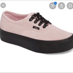 Vans size 10 pink suede platform shoes.